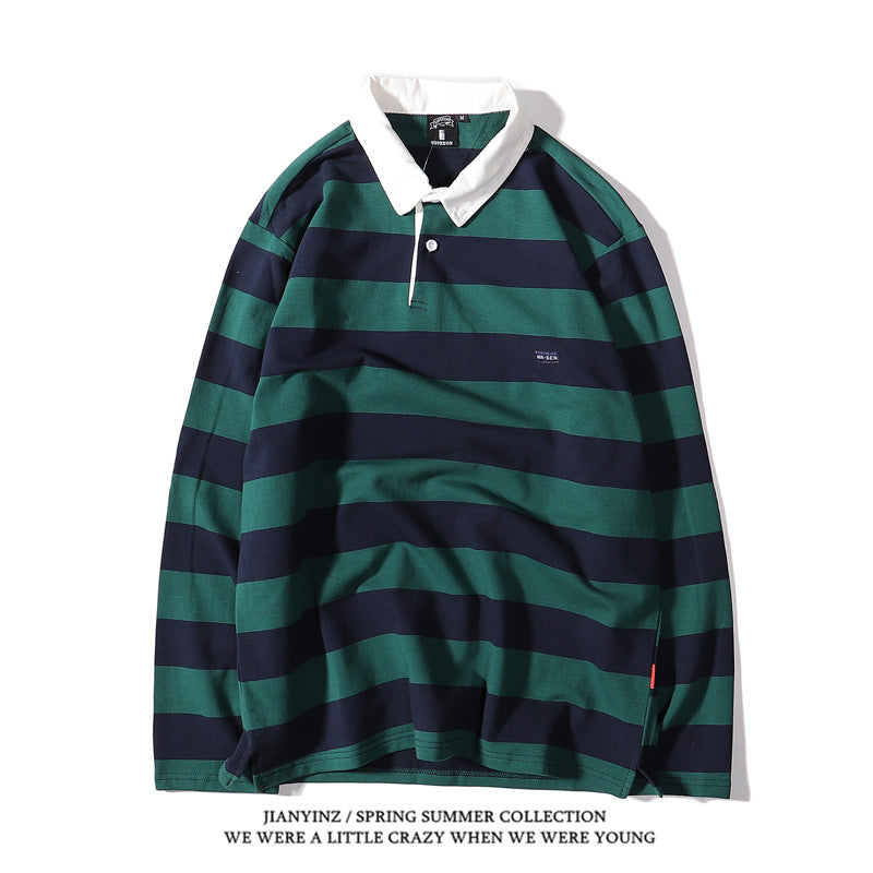 Japanese large Striped Long Sleeved T-Shirt