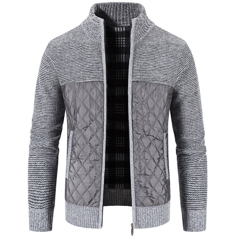 Stand-Neck Knitted Sweater Coat