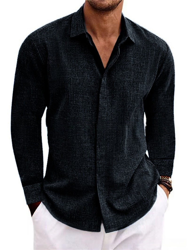 Mens Linen Long Sleeve T-shirt