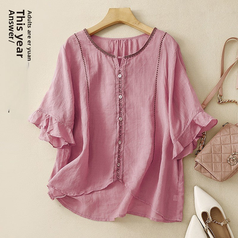 Artistic Retro Half Sleeve Top