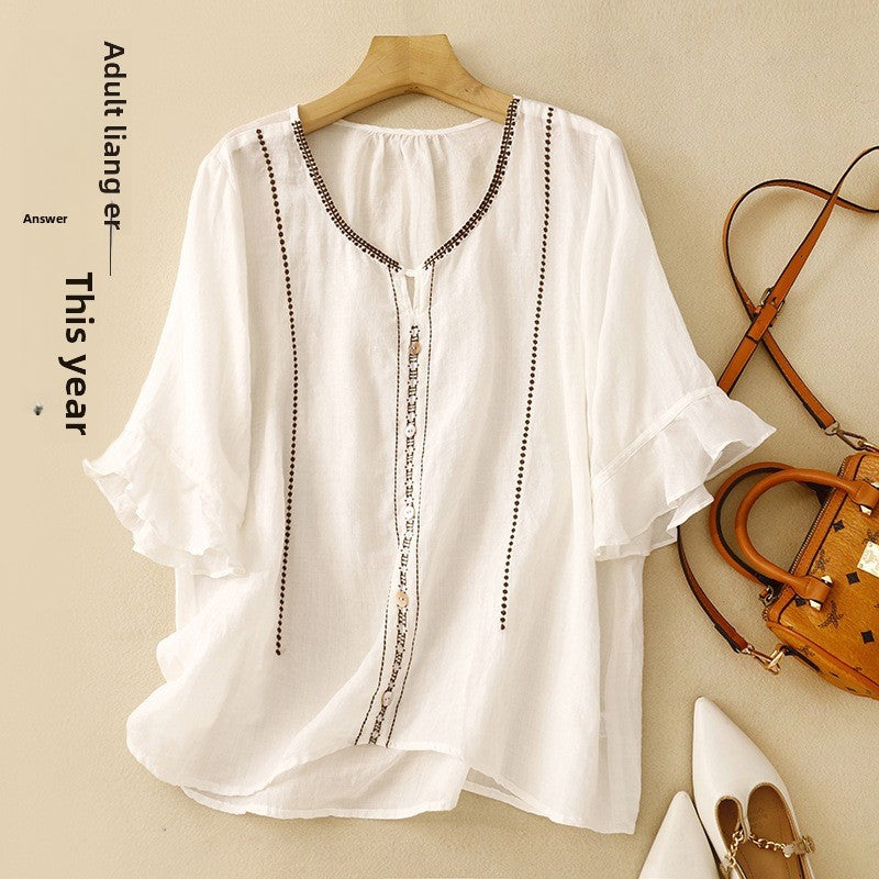 Artistic Retro Half Sleeve Top