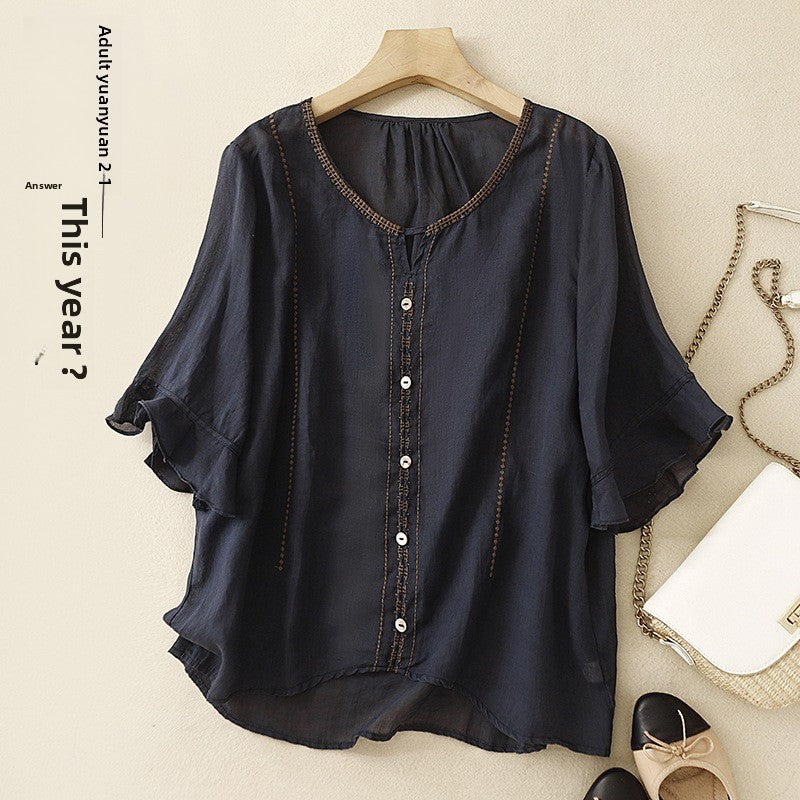 Artistic Retro Half Sleeve Top