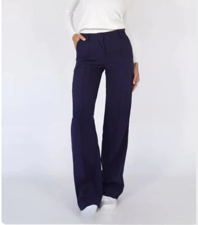 Design Inspired Splicing Women's Straight Leg Pants Slim Fit Pants