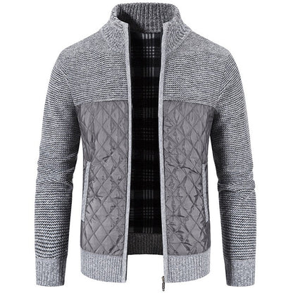 Stand-Neck Knitted Sweater Coat
