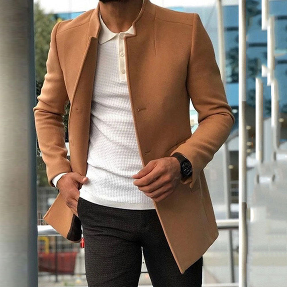 Solid Color Slim Fit Coat