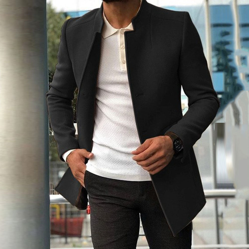 Solid Color Slim Fit Coat