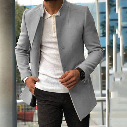 Solid Color Slim Fit Coat