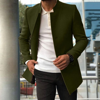 Solid Color Slim Fit Coat