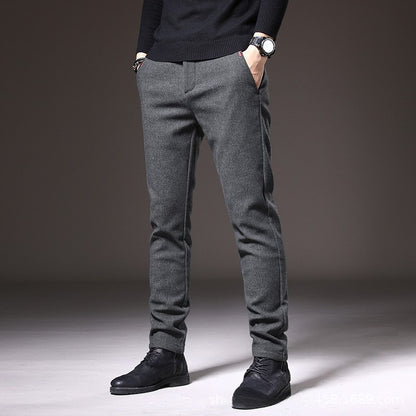 Men's Casual Pants Autumn and Winter Thickened