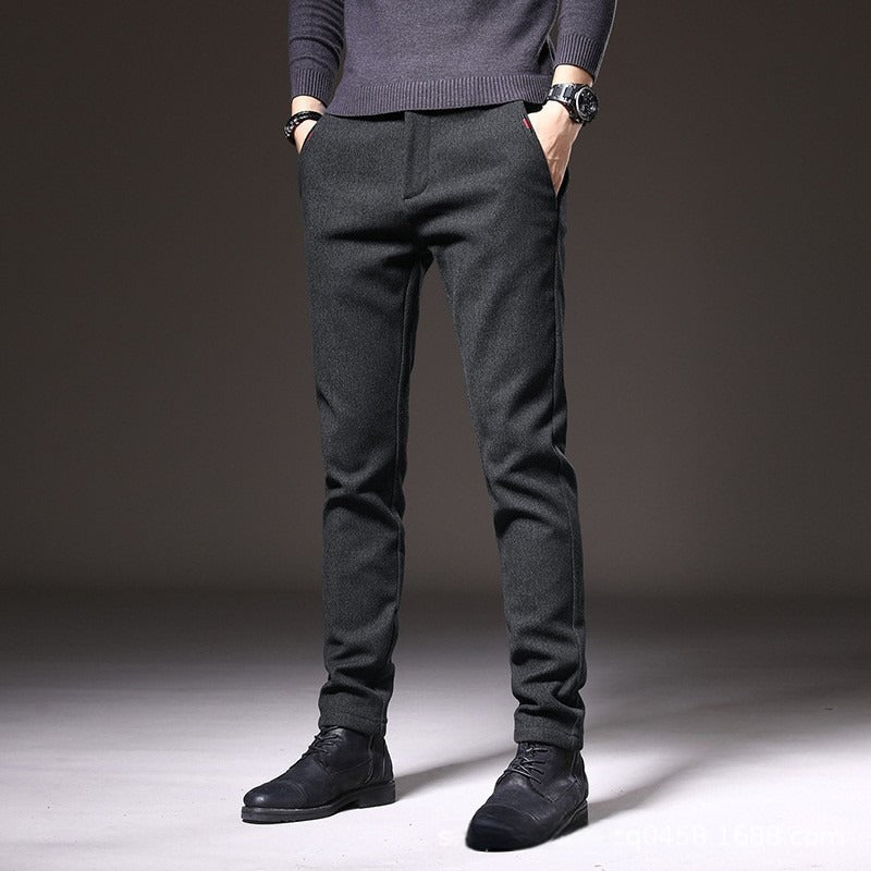 Men's Casual Pants Autumn and Winter Thickened
