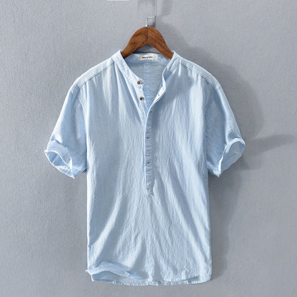 Men's Cotton Linen Short-sleeved Shirt
