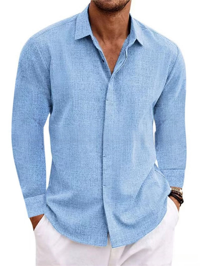 Mens Linen Long Sleeve T-shirt