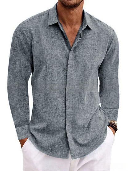 Mens Linen Long Sleeve T-shirt