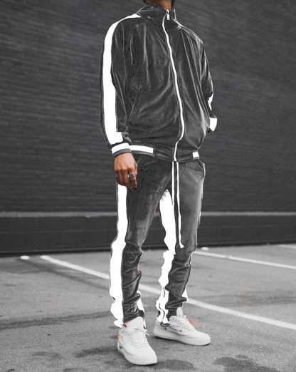 Contrast Gold Velvet Menswear Suit