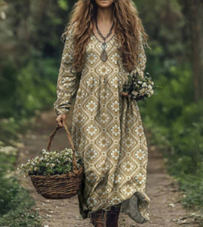 Premium V-Neck Printed Dress