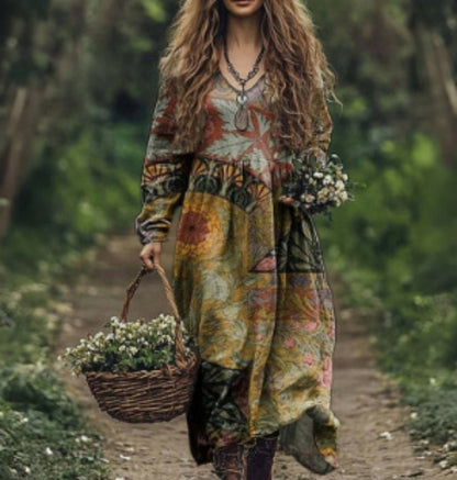 Premium V-Neck Printed Dress