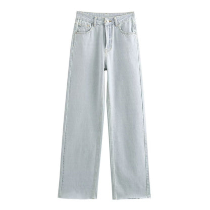 Contrast Denim Straight-Leg Pants