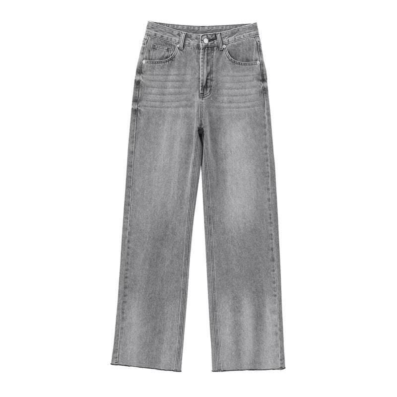 Contrast Denim Straight-Leg Pants