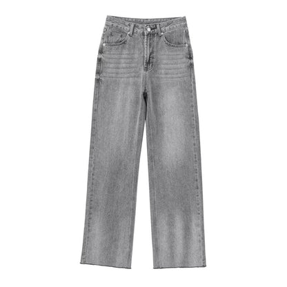 Contrast Denim Straight-Leg Pants
