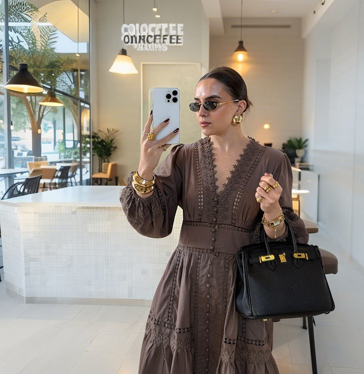 Lace Cut-out Waist Dress