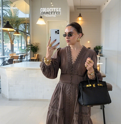 Lace Cut-out Waist Dress