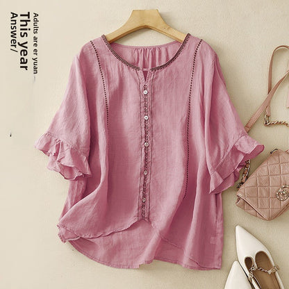 Artistic Retro Half Sleeve Top